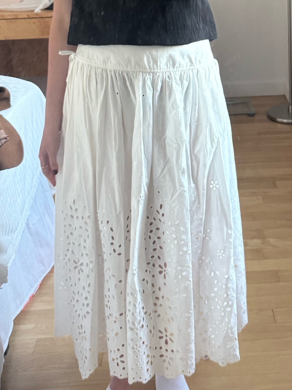 NWT Self-Portrait White Eyelet A-Line Midi Skirt